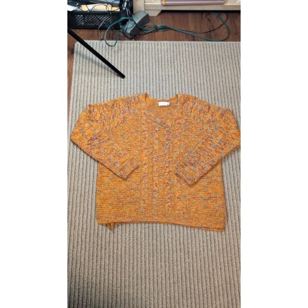 Time and Tru multicolored space-dye cable knit sweater